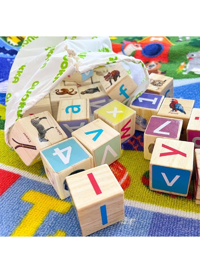 QUOKKA Montessori Wooden Blocks for Toddlers 13 35 Realistic ABC Learning Baby Blocks for Kids 35 Year Olds Stacking Alphabet Wood Toys for 24 yo Learn Letters Numbers - Image 1