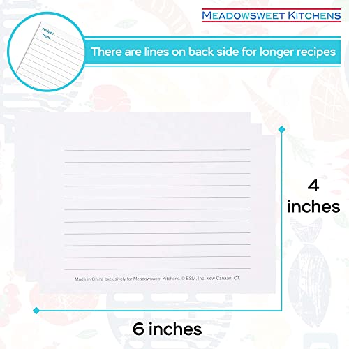 Meadowsweet Kitchens Recipe Card Set - 25 Double Sided Recipe Cards 4 x 6 Inch, Perfect Size Blank Cards for a Recipe Card Box, Make Your Own Personalized Recipe Book - Turquoise Gray - Image 4
