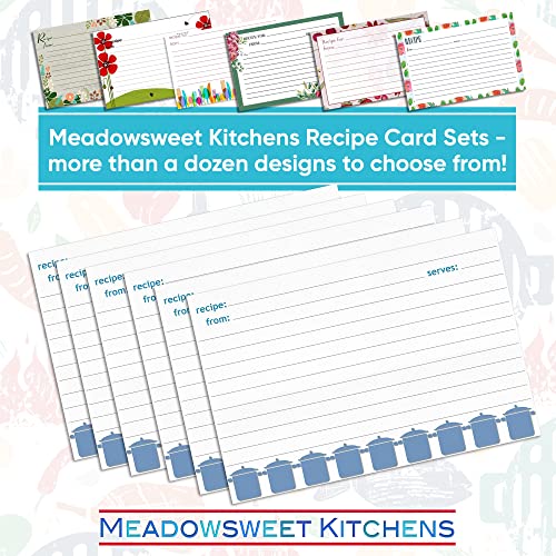 Meadowsweet Kitchens Recipe Card Set - 25 Double Sided Recipe Cards 4 x 6 Inch, Perfect Size Blank Cards for a Recipe Card Box, Make Your Own Personalized Recipe Book - Turquoise Gray - Image 3