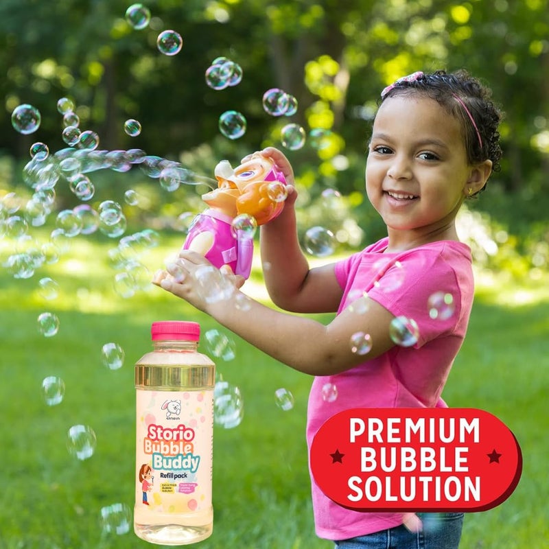 Storio زجاجة محلول فقاعات سائلة 750 مل | إعادة تعبئة فقاعات ملونة لبنادق الفقاعات، الكاميرات وألعاب الآلات | ماء فقاعات آمن ومعتمد من BIS للأطفال من عمر 3 سنوات فما فوق - Image 5