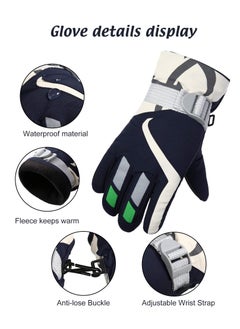 2 Pairs Kids Snow Gloves Thick Gloves Kids Waterproof Warm Gloves Youth Ski Snow Snowboard Gloves with Adjustable Buckle Unisex Gloves for Girls Boys Children Cold Weather Outdoor Play Bule Navy - pzsku/Z1A24AD36800136599B92Z/45/_/1718691911/bad334ff-cef9-4186-909a-18c69555655e