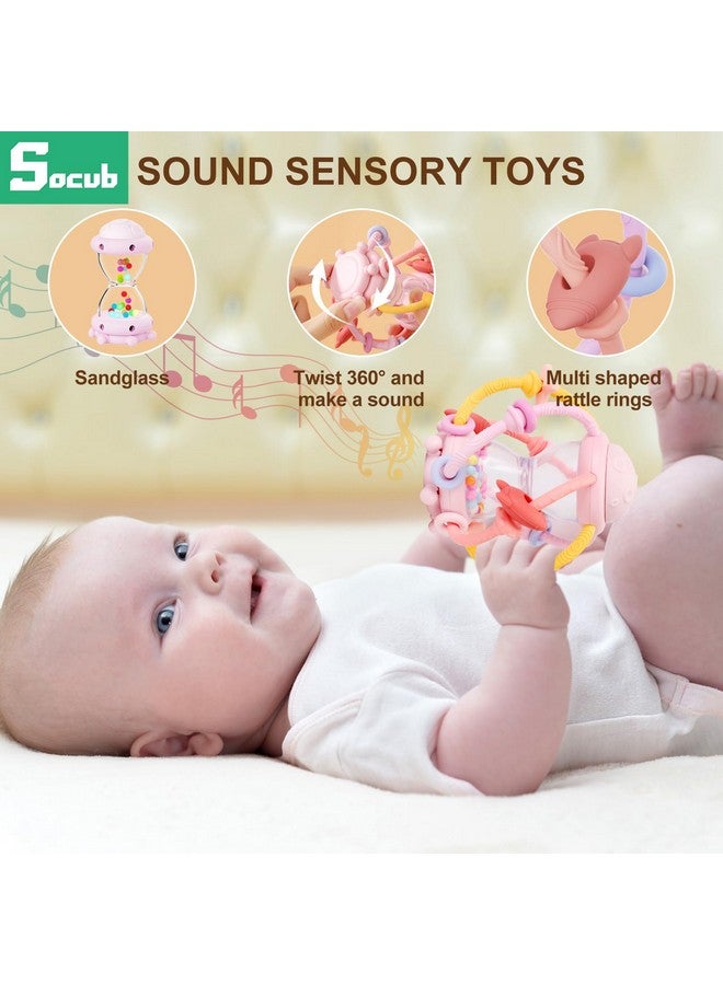 Socub Baby Montessori Sensory Toys for 0-6 6-12 Months, Food Grade Teething Toys for Babies 3-6 6-12 12-18 Months, Newborn Infant Learning Developmental Rattle Toy for 6-12 Months Boys Girls(Pink) - Image 2