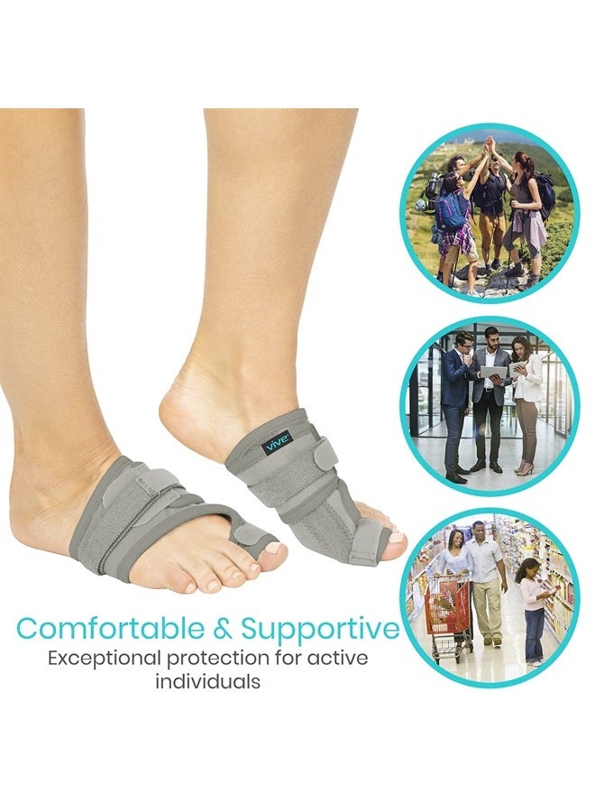VIVE مصحح بونيون للنساء والرجال (زوج) - دعامة إصبع القدم الكبير مع جبيرة - وسادة هالوكس فالغوس مع حزام قابل للتعديل، تخفيف آلام المفاصل، علاج المحاذاة، فاصل إصبع القدم المطرقة - أورثوبيد - Image 3
