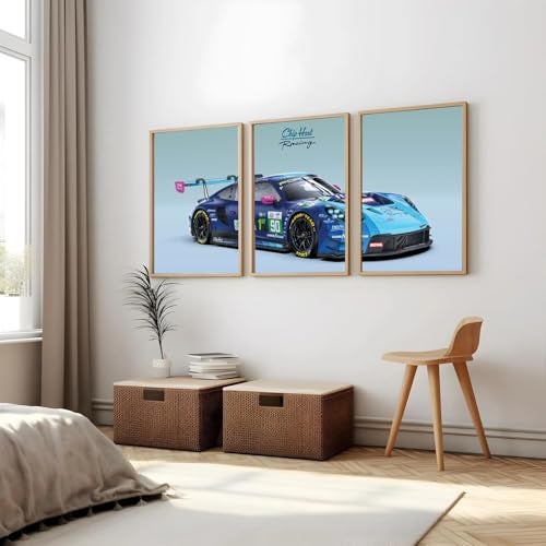 Gamya Big Porsche Cars Framed Posters For Wall Decoration, Bedroom, Living Room, Gift Item For Boys | Set of 3 (13x19 Inches) (F1 Movie (Chip Hart Racing)) - Image 1