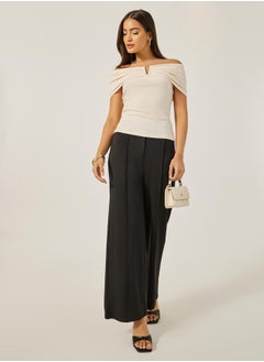Styli Off Shoulder Rib Fitted Top  - Image 2