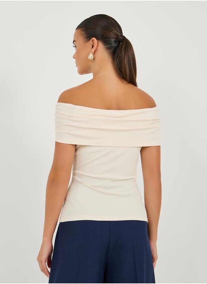 Styli - Off Shoulder Rib Fitted Top - Image 1