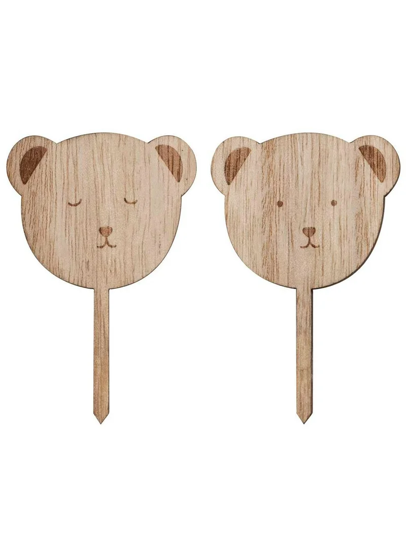 Ginger Ray Wooden Teddy Cupcake Topper