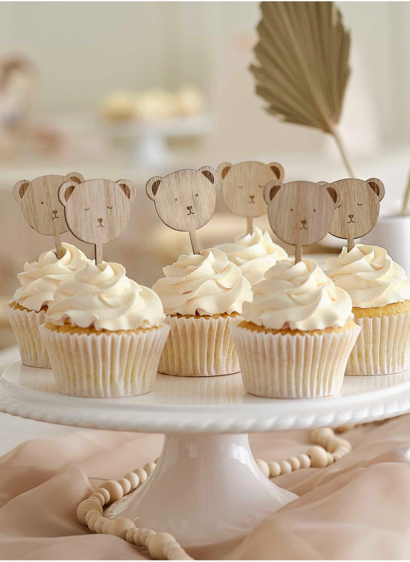 Ginger Ray Wooden Teddy Cupcake Topper - Image 2