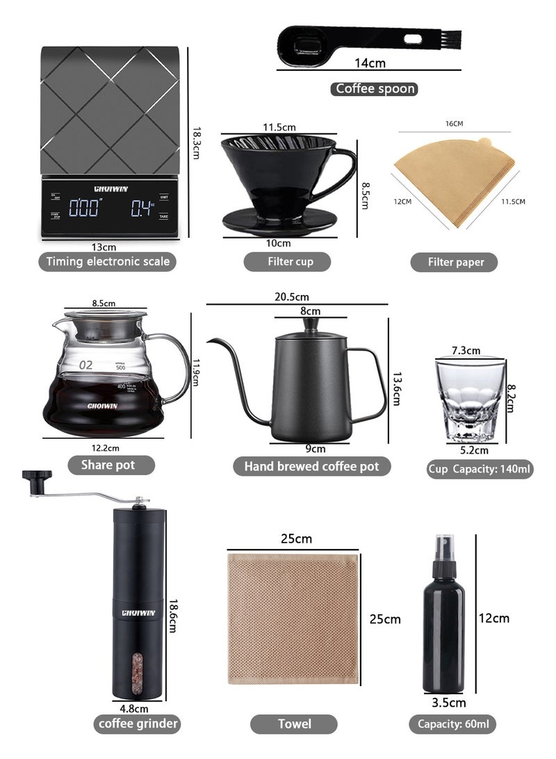 CHOIWIN V60 Coffee Maker Drip Kit Specialty Coffee Professional Tools for Baristas All in One Gift Box 30*40*14 10-Piece - Image 2