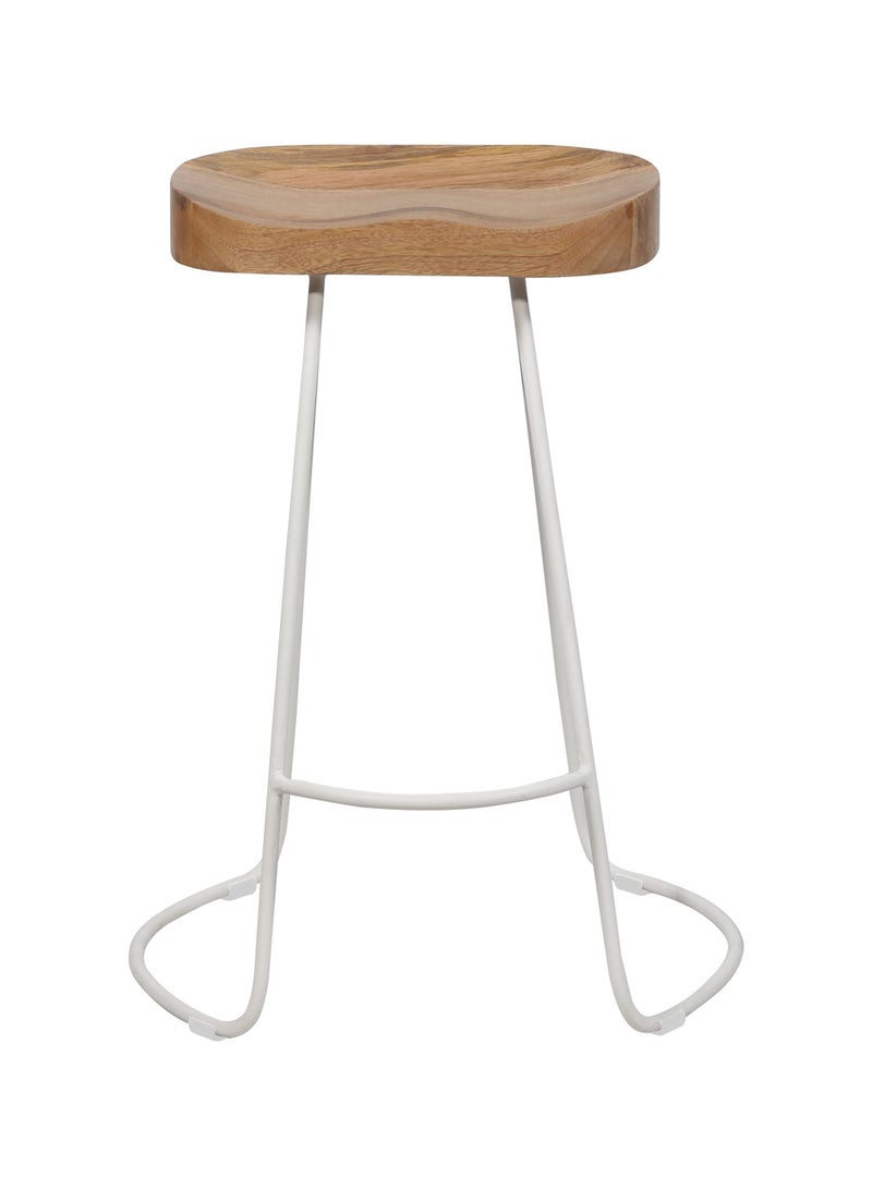 Generic AVA DESIGNZ Saddle Set Of 2 Industrial Bar Stools | Bar Chair | Kitchen Counter Height Chair For Bar & Home | 10 Year Warranty- 24" (White | Natural)