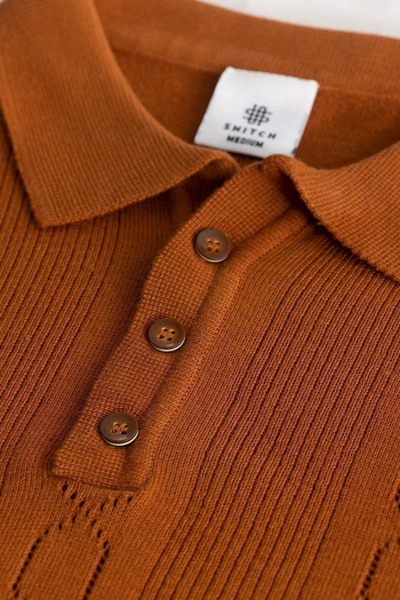 SNITCH StitchSensei Brown Polo T-Shirt