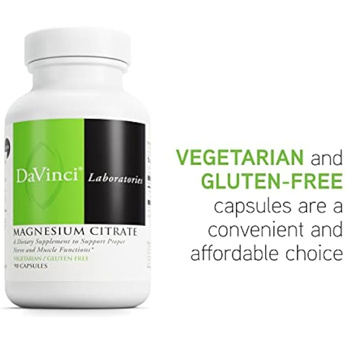 DaVinci Labs Magnesium Citrate - Dietary Supplement to Support Muscle Health, Healthy Nerves and Mineral Absorption* - with 140 mg Magnesium per Serving - Gluten-Free - 90 Vegetable Capsules - Image 5