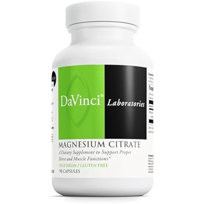 DaVinci Labs Magnesium Citrate - Dietary Supplement to Support Muscle Health, Healthy Nerves and Mineral Absorption* - with 140 mg Magnesium per Serving - Gluten-Free - 90 Vegetable Capsules - Image 1