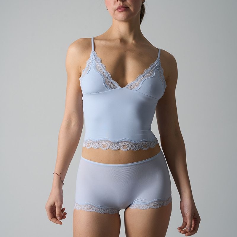 CME FIT EVERYBODY LACE SET Lace Set Lightweight Lace Camisole Boyshort Lace Trim Loungewear Set - Image 1