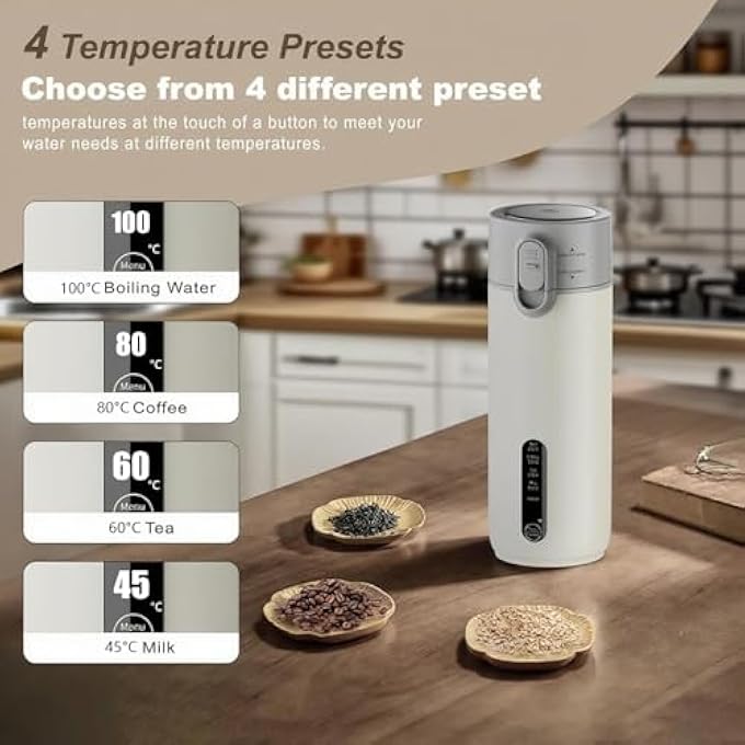 Exrp Travel Portable Electric Kettle FoodGrade 316 Stainless Steel 300W400Ml FastBoil Small Hot Water Boiler With 4 Temp Settings Keep Warm Auto ShutOff  BoilDry Protection BpaFree - Image 5