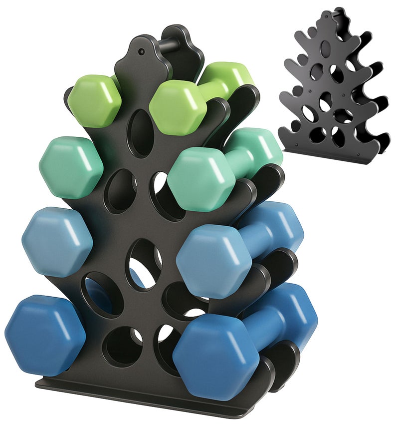 Josmimic 4-Tier Dumbbell Rack Stand Only Weight Holder Home Gym Storage Weight Tree (No Dumbbells) - Image 1