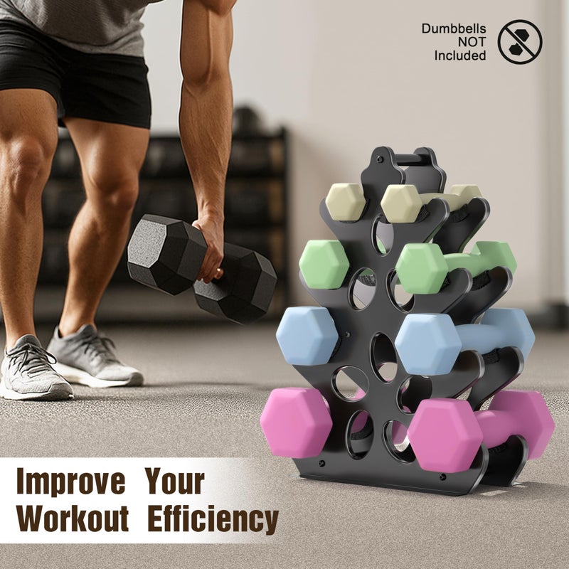 Josmimic 4-Tier Dumbbell Rack Stand Only Weight Holder Home Gym Storage Weight Tree (No Dumbbells) - Image 5
