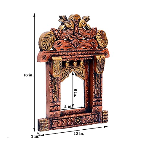 Medieval Arts Handcrafted Wooden Jharokha Traditional Wall Hanging For Wall Decor, Home Decor, Room Decor (Multicolored, Medium), 40.64 Cm - Image 4