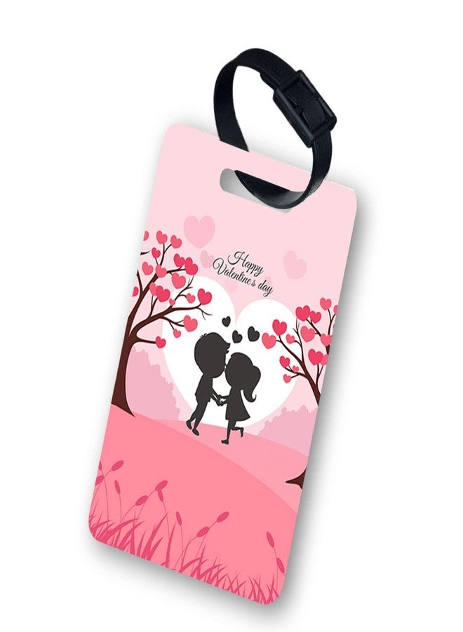 Funcart Customized Luggage Tag for Travel/School - Tree with Hearts - Personalized Name - MDF 2.5 * 3.75" Multicolor - Single Side Print - Image 1