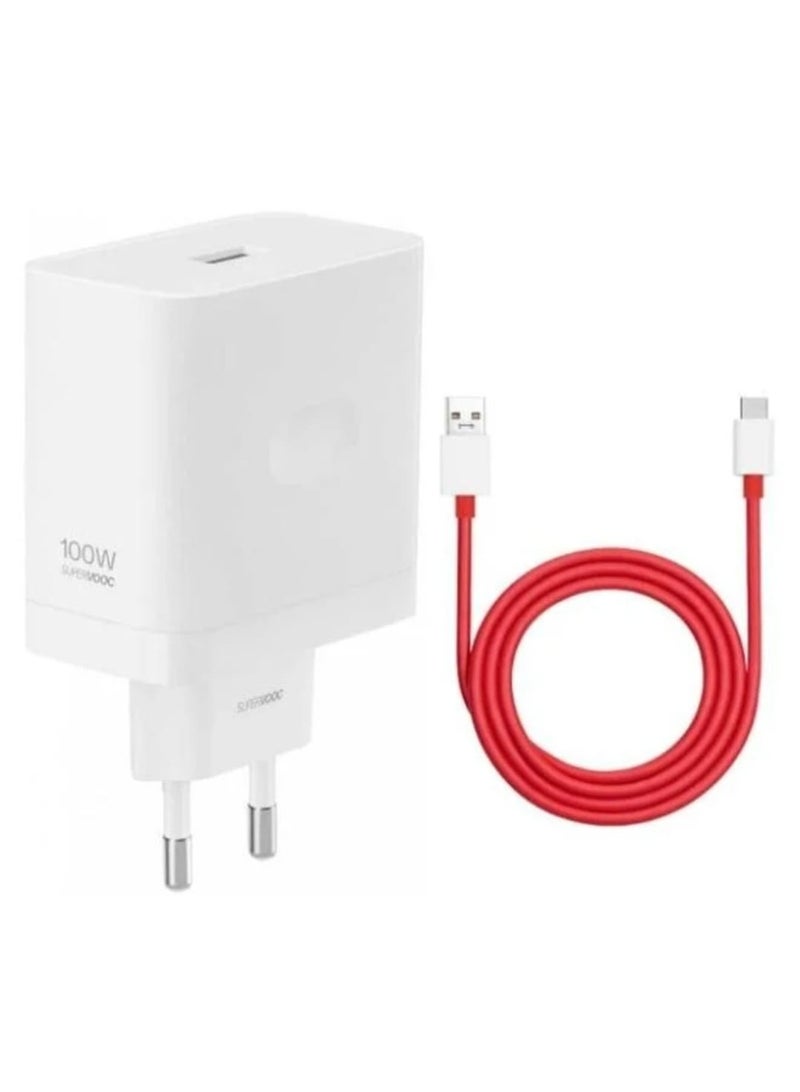 وان بلس وان شاحن SuperVOOC الأصلي بقوة 100 واط، متوافق مع هواتف OnePlus 15R و13 و12 و11 و12R وNord 4 وCE4 وAce 5 وOPPO وRealme، كابل USB من النوع C للشحن السريع ثنائي الدبابيس (الاتحاد الأوروبي). - Image 2