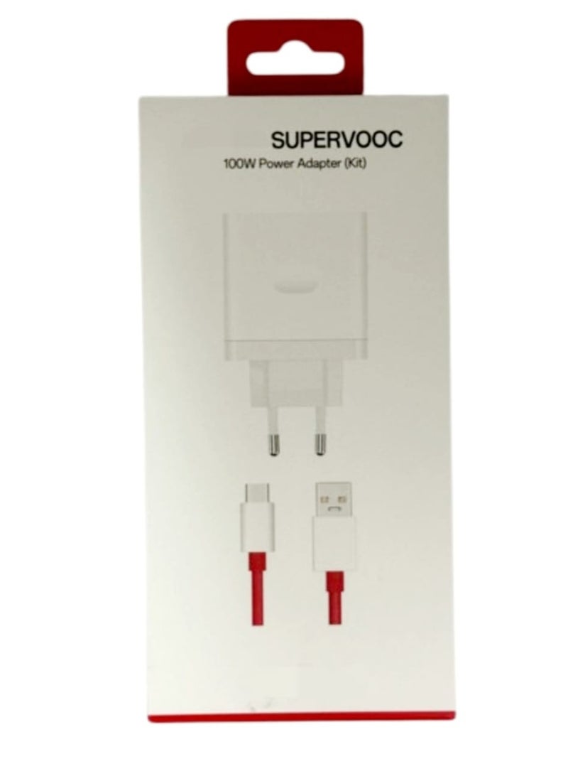 وان بلس وان شاحن SuperVOOC الأصلي بقوة 100 واط، متوافق مع هواتف OnePlus 15R و13 و12 و11 و12R وNord 4 وCE4 وAce 5 وOPPO وRealme، كابل USB من النوع C للشحن السريع ثنائي الدبابيس (الاتحاد الأوروبي). - Image 1