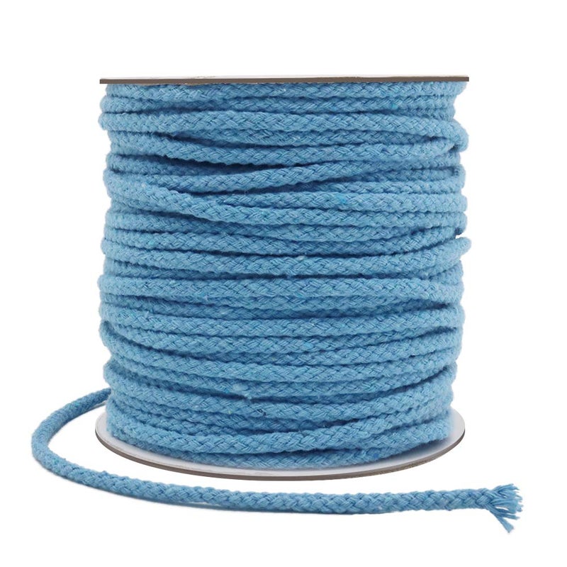 Tenn Well Braided Cotton Cord, 165 Feet 5mm Wide Macrame Cotton Rope for Plant Hangers Wall Hangings Dream Catchers DIY Crafts (Blue) - Image 1