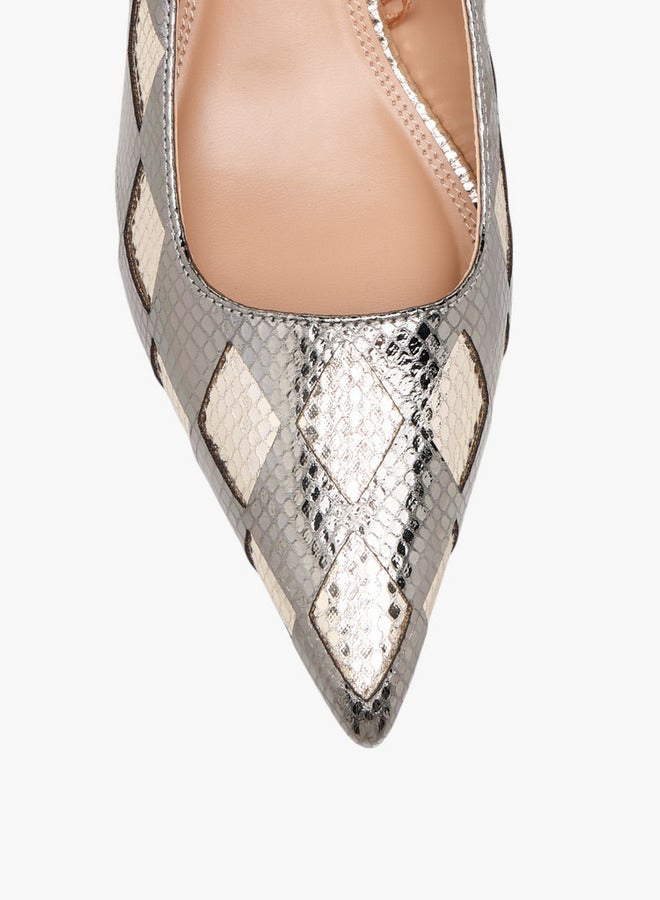 ELLE Women's Textured Pointed Toe Pumps with Kitten Heels - Image 4