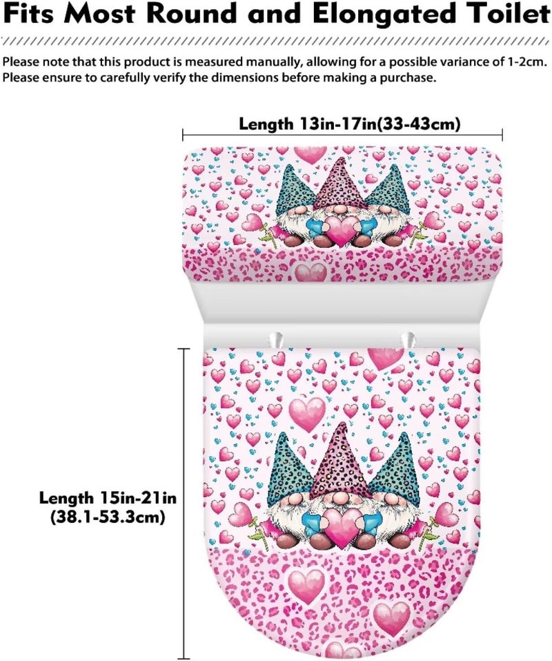 Vanideaoty Store Love Hearts Toilet Tank Lid Cover Decoration for Adults Gnome 2 Pieces Fits Most Toilet Tanks and Lids Valentines Day Decorations - Image 3