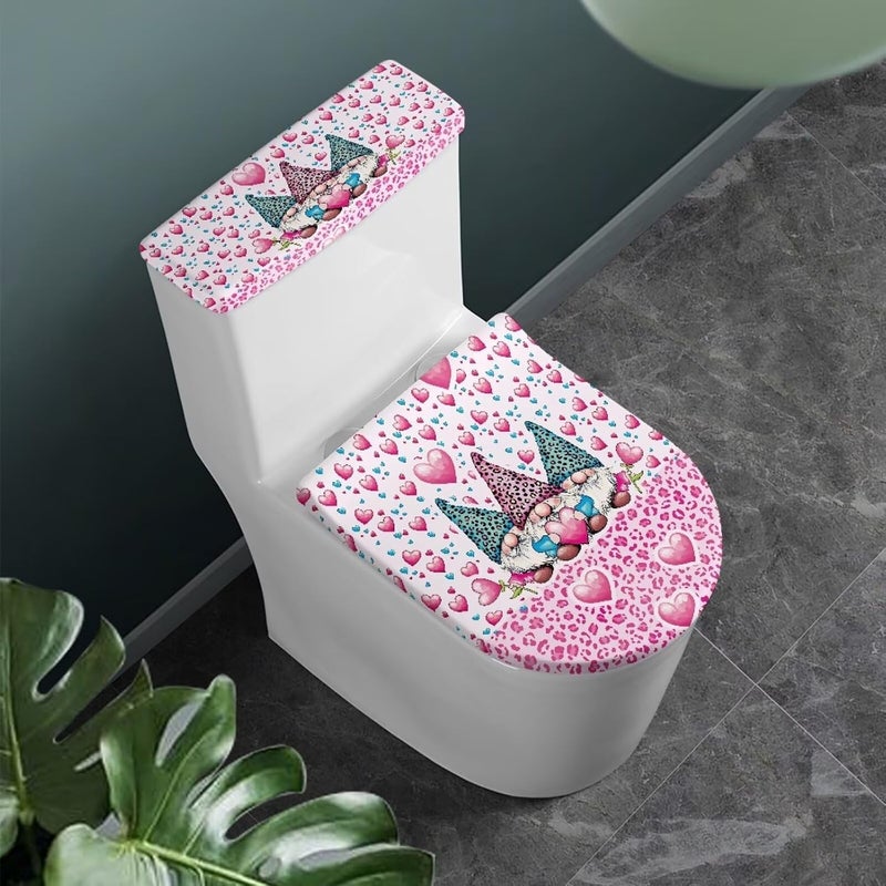 Vanideaoty Store Love Hearts Toilet Tank Lid Cover Decoration for Adults Gnome 2 Pieces Fits Most Toilet Tanks and Lids Valentines Day Decorations - Image 4