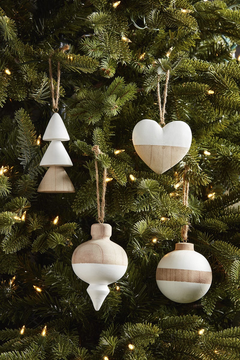 Mud Pie Paulownia Wood Christmas Ornament  Ball  4"" x 3.25"" - Image 2