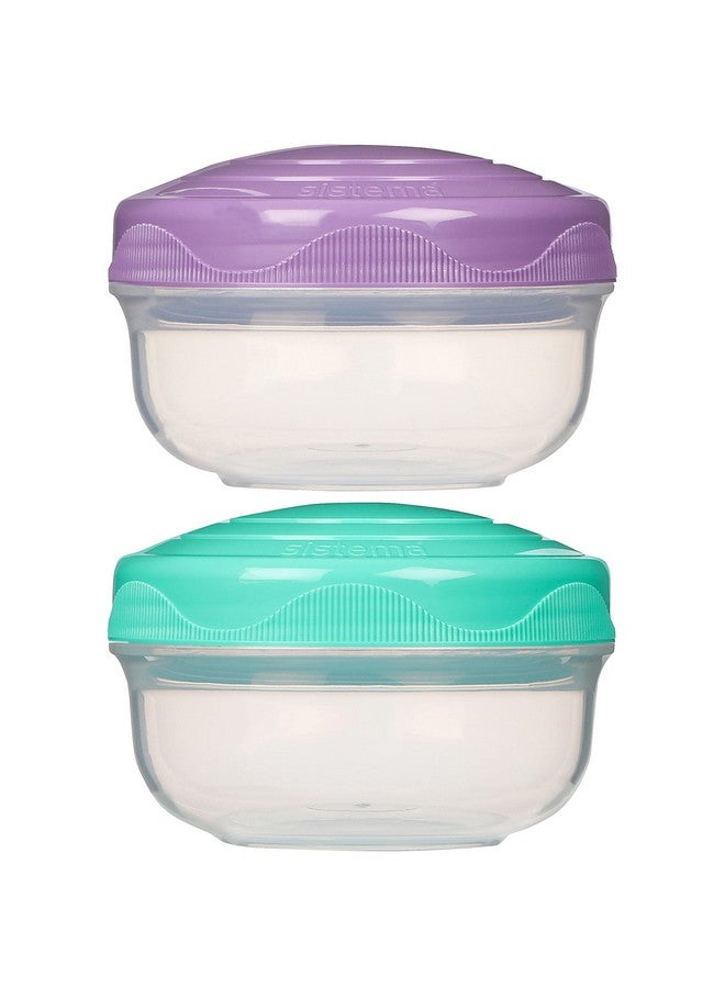 سيستيما حاويات تخزين الطعام سيستيما تو جو بورتيون بود، أوعية وجبات خفيفة صغيرة، خالية من مادة BPA، ألوان متنوعة، 2 × 210 مل - Image 2