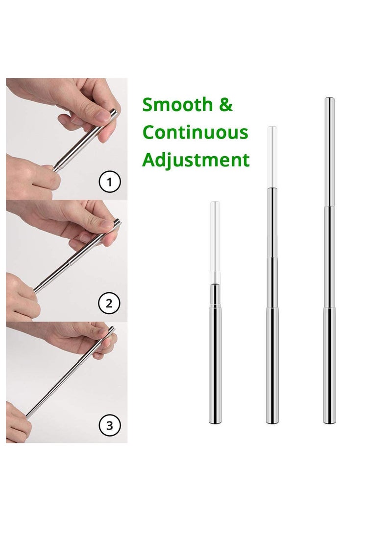 SYOSI Reusable Telescopic Metal Straws, 3 Pack Stainless Steel Collapsible Drinking Straw, Portable Pocket Drinking Straws for Travel, with Cleaning Brush & Carabiner (Rose, Black, Silver) - Image 3