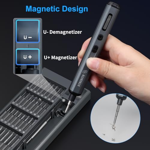 STREBITO Mini Electric Screwdriver Set, 70-in-1 Max Precision Electric Screwdriver Kit with Lights, 5 Upgraded Torque Levels, 64 Magnetic Bits, Electric Screwdriver Cordless for PC RC Electronics - Image 5
