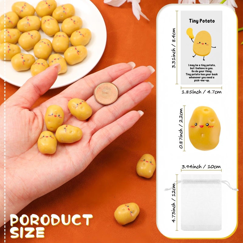 Huwena 30 Sets Mini Potato Employee Appreciation Gift Bulk Resin Cute Inspirational Potato with Funny Card and Bag Inspirational Gifts for Student Teacher Coworkers Office Staff Team Nurse - Image 2