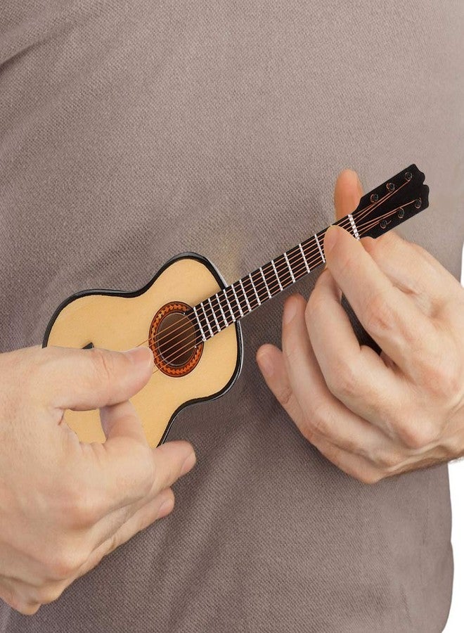 Zerodis 1/6 Scale Dollhouse Size Wooden Guitar Model,Mini Musical Instrument Crafts Ornament Accessory with Stand&Case for 12inch Doll Decoration 6.7X2.4X0.8inch(Wood) - Image 2
