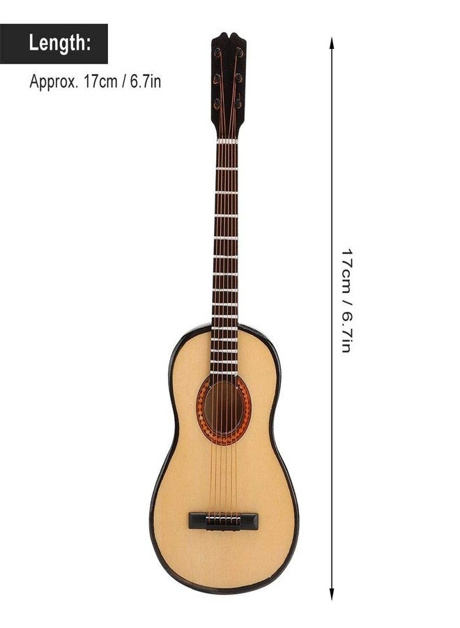 Zerodis 1/6 Scale Dollhouse Size Wooden Guitar Model,Mini Musical Instrument Crafts Ornament Accessory with Stand&Case for 12inch Doll Decoration 6.7X2.4X0.8inch(Wood) - Image 5