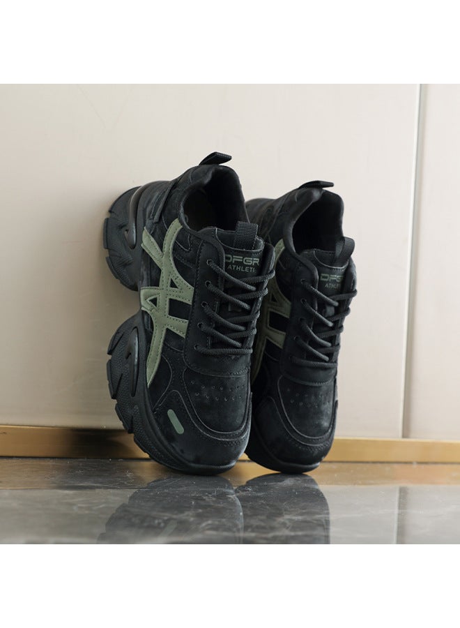 Autumn Winter  New Fleece Warm Thick-soled Dad Shoes Student Mesh Sports Shoes Height-increasing Sports Outdoor Running Shoes