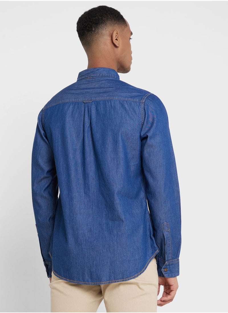 Thomas Scott - Thomas Scott Men Blue Smart Slim Fit Opaque Casual Shirt - Image 1