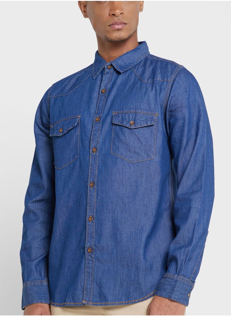 Thomas Scott - Thomas Scott Men Blue Smart Slim Fit Opaque Casual Shirt - Image 1
