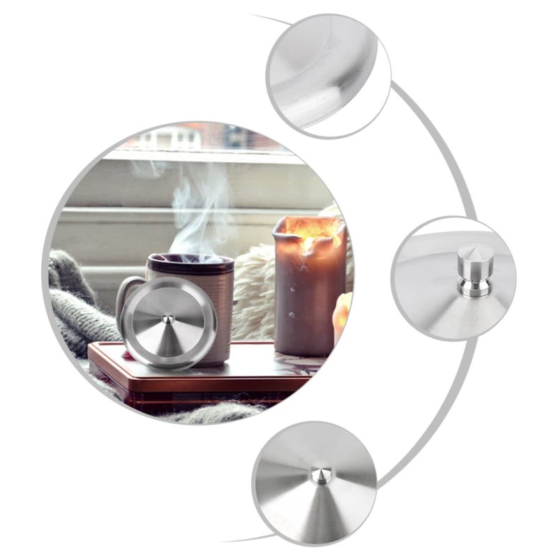 Cabilock 2 Pcs Small Mug Lids Stainless Steel Water Coffee Tea Cup Lid Cover Mug Seal Cap Beverage Drinking Cup Lid Cover for Home Kitchen Silver (3 inches in diameter) - Image 4