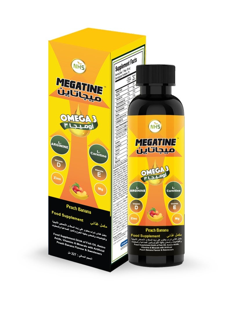 Megatain Omega-3 Fish Oil Peach & Banana Flavor 227ml Liquid