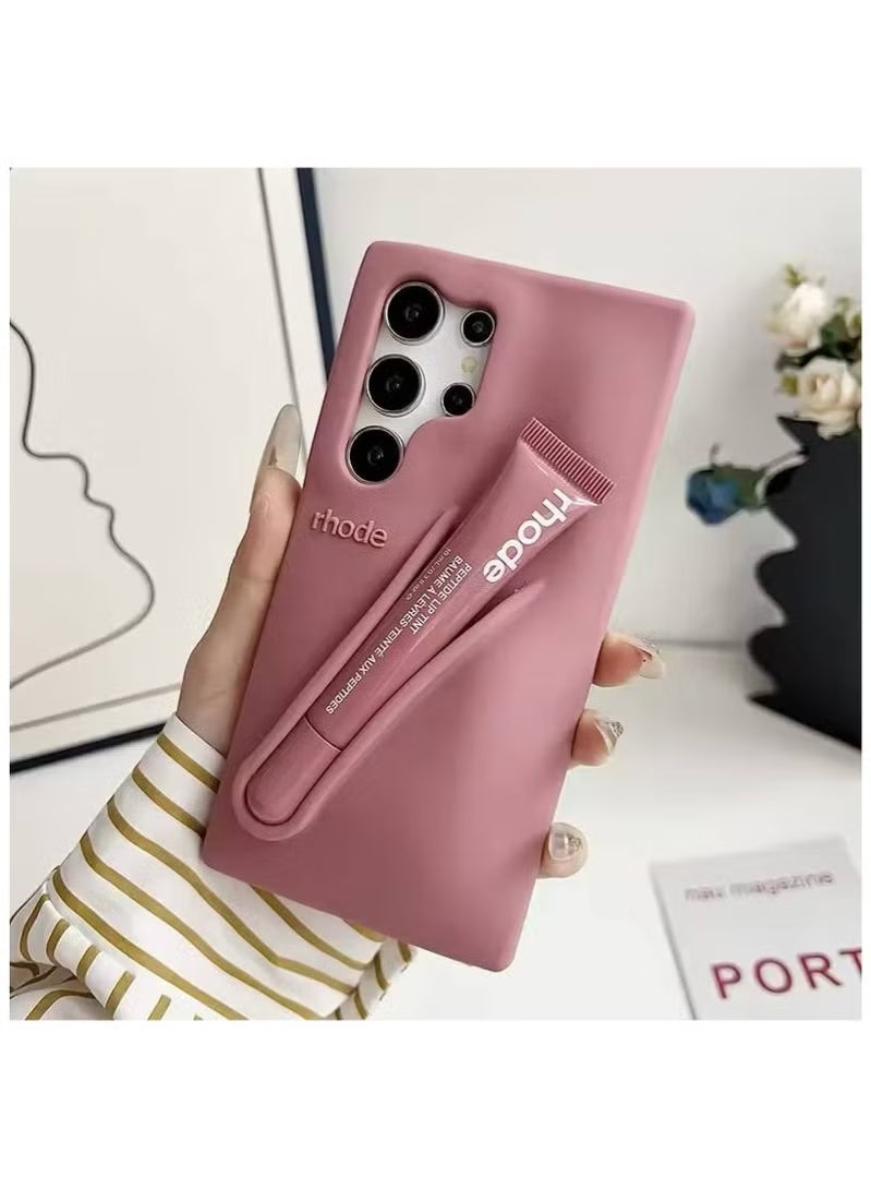 rhode Lip Gloss Phone Case with Lip Tint, For Samsung Galaxy S24 Ultra Case Liquid Silicone Camera Protection Lipstick Lip Glaze Phone Case for Samsung Galaxy S24 Ultra (Lmage) - Image 1
