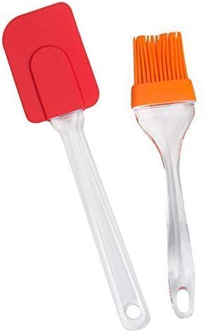 Good news Silicone Spatula and Pastry Brush Set Special for CakeMixerGrillingTandoorCookingBakingGlazingBBQOil Brush for Cooking SiliconOil Brush for Kitchen Use Assorted Color  - Image 1