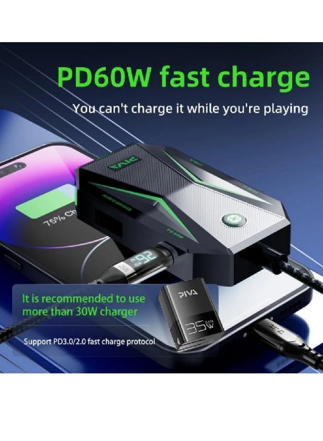 PIVA GS4 PRO Type C 5 in 1 Adapter with 32bit Sound Card 60W Fast Charging Data Transfer Rate Up to 480Mbps Compatible with AUX and Type C Headphones Supports All iPads and iPhones with Type C Port - Image 4