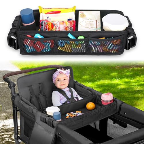 AROUY Stroller Snack Tray Attachment Easy to Clean Universal Stroller Snack Tray for Wonderfold Wagon W4 Accessories with Cup Holder L W4 Model - Image 1