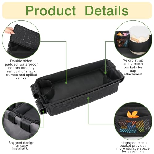 AROUY Stroller Snack Tray Attachment Easy to Clean Universal Stroller Snack Tray for Wonderfold Wagon W4 Accessories with Cup Holder L W4 Model - Image 3