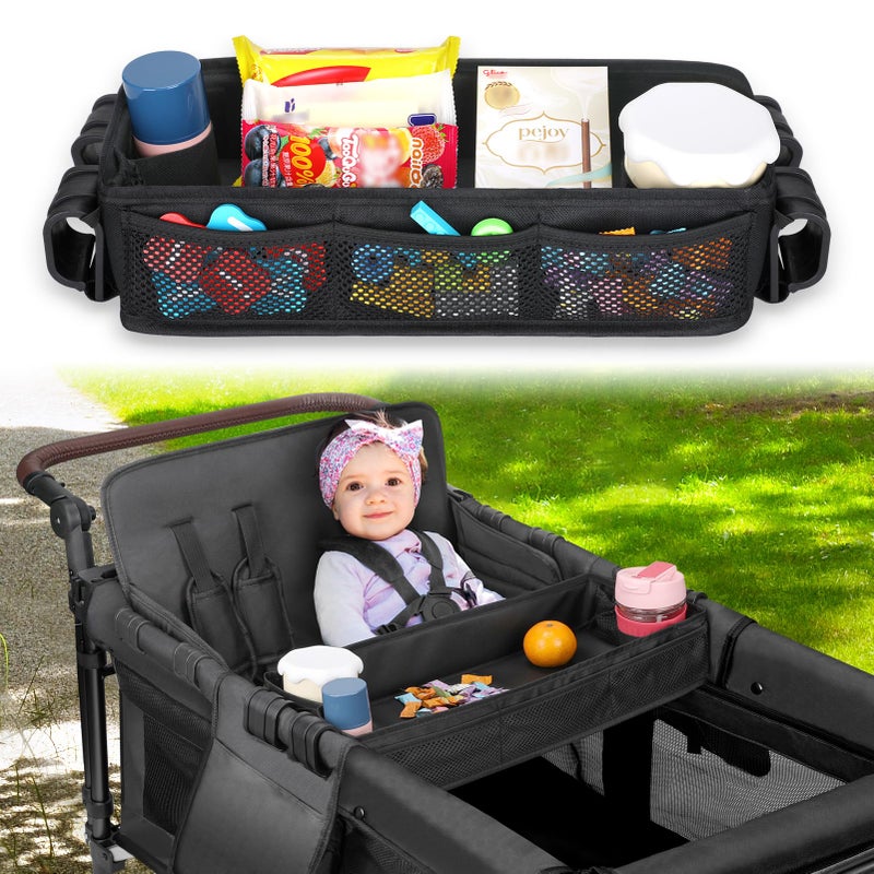 AROUY Stroller Snack Tray Attachment Easy to Clean Universal Stroller Snack Tray for Wonderfold Wagon W4 Accessories with Cup Holder L W4 Model - Image 2