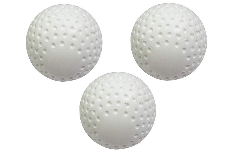 White Turf Field Hockey Ball Cricket Practice Ball (Pack of 3)