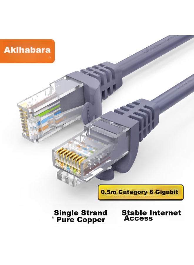 CHOSEAL Akihabara Cat6 Ethernet Cable, Single-strand Pure Copper Core, Gigabit High-speed Computer Router Broadband Connection Cable, Pre-made Patch Cord For Engineering And Home Use, Gray, 0.5 Meter, Qs2619a - Image 1