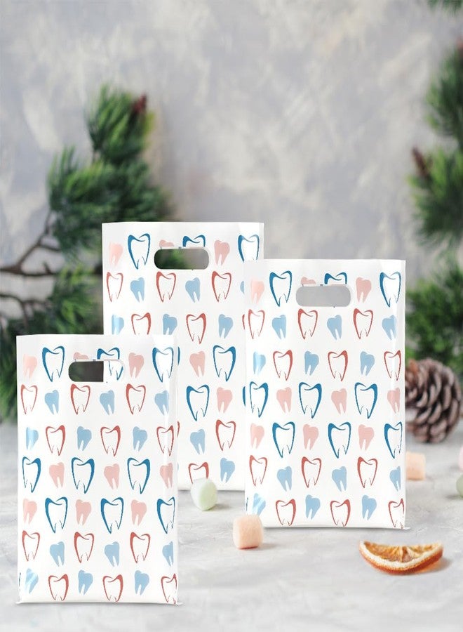 eowqeiur Dental Goodie Bags(8.2x9.4 Inch 50 PCS Plastic Tooth Gifts Goody Snack Treat Cookie Bags with Handle Dental Assistant Must Haves Office Supplies Toothbrush Patients Hygiene Bag Bulk - Image 4